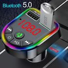 Bluetooth 5.0 Wireless Car FM Transmitter MP3 Player 2USB Charger Kit RGB Light.