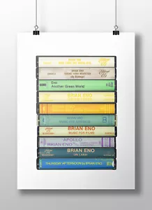 Brian Eno Poster: Kassettendruck, Brian Eno Alben, Fan, Geschenk, Kunst - Bild 1 von 5