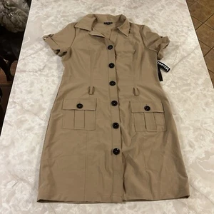 True Envy Dress Size 16 Front Zip 4 snap PocketsShort Sleeve - Picture 1 of 5