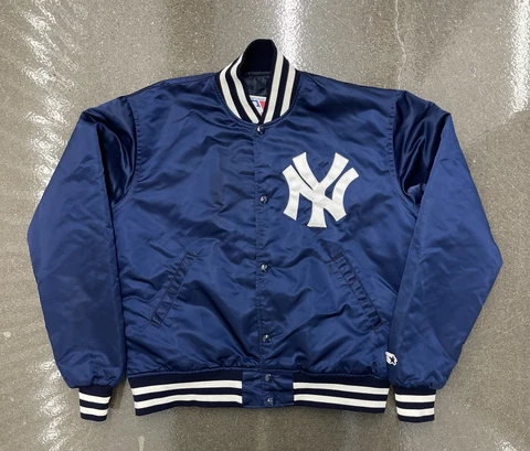 Vintage Starter New York Yankees MLB Baseball Satin Bomber Jacket - Men’s Medium Cover