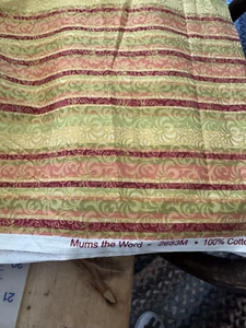 'MUMMS THE WORD" NORTHCOTT STUDIO FABRIC BTY STRIPE WITH GOLD - Picture 1 of 4