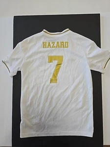 Real Madrid Soccer Boys Size M White Adidas Eden Hazard Fly Emirates Jersey - Picture 1 of 10
