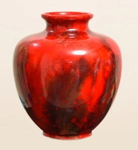 Charles Noke für Royal Doulton Art Deco Periode Flambe Vase um 1930 signiert - Bild 1 von 7