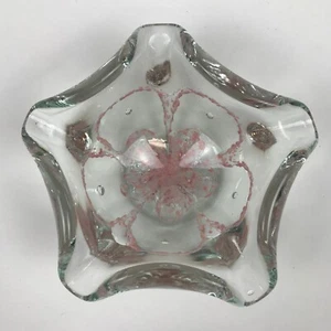 Murano Art Glass Ashtray - Pink Flower Design - Vintage Handcrafted Italy - Picture 1 of 5