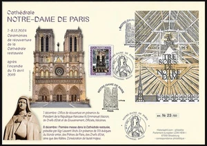 Rare FDC France - FIRST MASS NOTRE-DAME DE PARIS 8 Dec. 2024 - Print 50 ex. - Picture 1 of 1