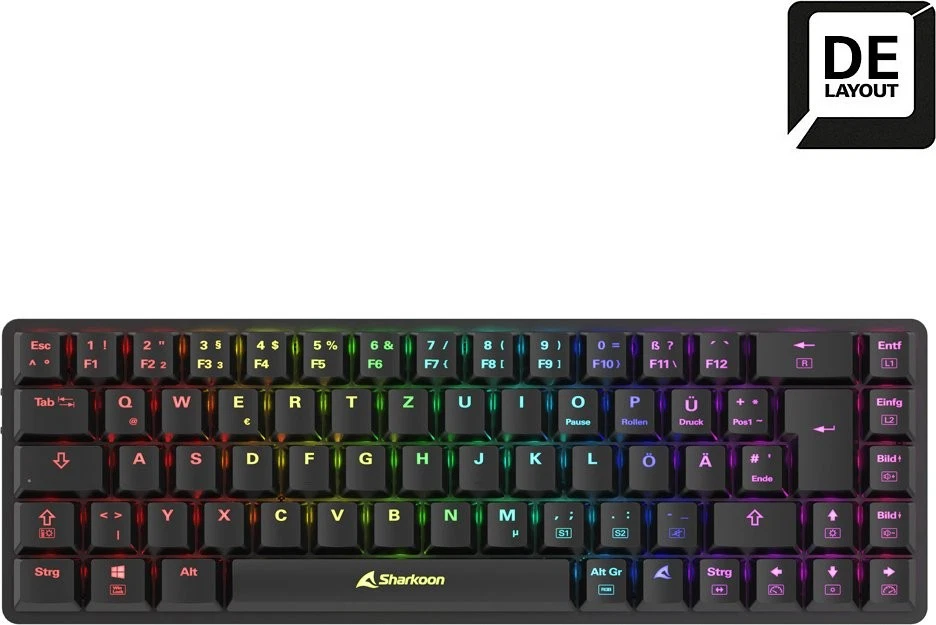 Sharkoon PureWriter W65, Tastatur schwarz, DE-Layout, Kailh Choc V2 Low Profile  - Bild 1 von 1