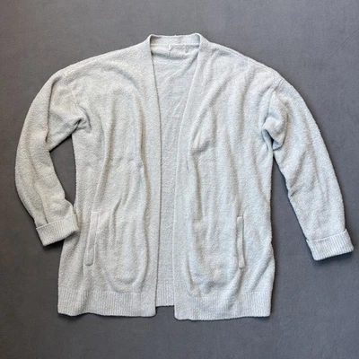 Barefoot Dreams Cardigan Womens Large Silver  CozyChic Light Open Pockets - Image 1 of 4