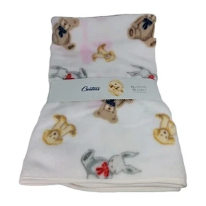 Vintage Carter's Just One Year Baby Receiving Blanket Y2K New Puppy Bunny Fleece - Picture 1 of 10