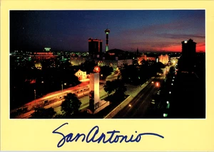 Vintage Postcard-The Alamo Cenotaph, Night View San Antonio Texas Unposted - Picture 1 of 2