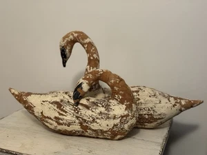Primitive Cloth Vintage Painted Swans - Picture 1 of 6