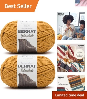 Lujoso hilo de chenilla mostaza quemada - Paquete de 2, 300 g súper voluminoso - 220 yardas Foto 1 de 4