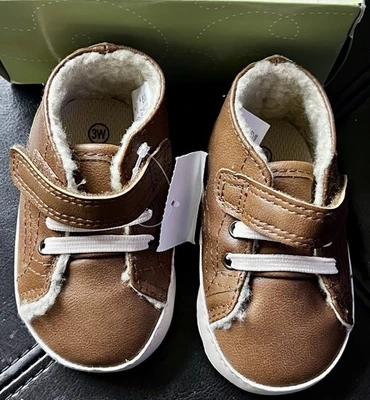 Teeny Toes Cognac Bootie Boots Faux Fur Inside Walking Shoes Size 3 Wide NWT - Image 1 of 4