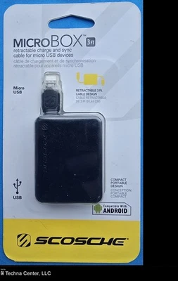 Scosche MicroBox Retractable Charge and Sync Cable for Micro USB Devices, 3 ft - Image 1 of 3