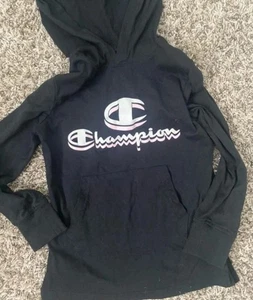 Girl’s Black Champion Long-sleeve Hoodie. Size Small.  Euc - Picture 1 of 3