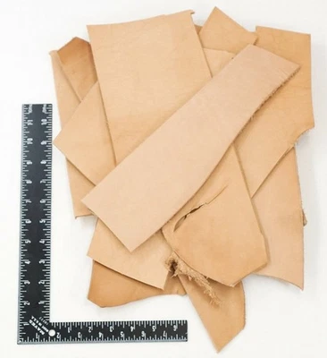 2LB Vegetable Tan Tooling Cowhide Leather Scraps 6-10 oz. Thickness Pieces - Image 1 of 4