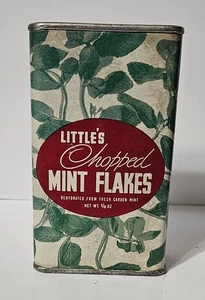 Vintage 1940 Little's Chopped Dehydrated Mint Flakes Spice Tin - 3/8 oz - Picture 1 of 7