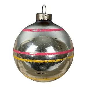 SHINY BRITE Vetro Mercurio Mica Righe Decorazioni Natalizie 3,5" H Rosa Giallo - Foto 1 di 5
