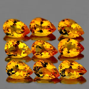 6x4 mm 9 pcs Pear AAA Fire Madeira Golden Yellow Citrine Natural (Flawless-VVS) - Picture 1 of 2