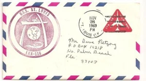 Air Mail Envelope with 10c Embossed Air mail Stamp: U.S.S. St. Louis Nov 28 1969 - Picture 1 of 1