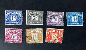 Seven  POSTAGE DUE STAMPS  Used Watermarks Not Checked