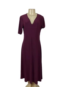 Chaus New York Womens Midi Dress V-Neck Short Sleeve Wine Burgundy Sz M - New - Picture 1 of 8