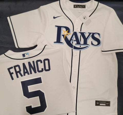 30302 Nike TAMPA BAY RAYS Franco Arozarena 100% REAL Baseball Jersey White NWT Cover