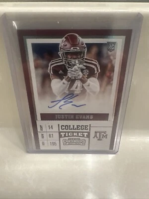 2017 Contenders Draft Justin Evans RC Rookie Auto College Ticket #252 Eagles - Image 1 of 4