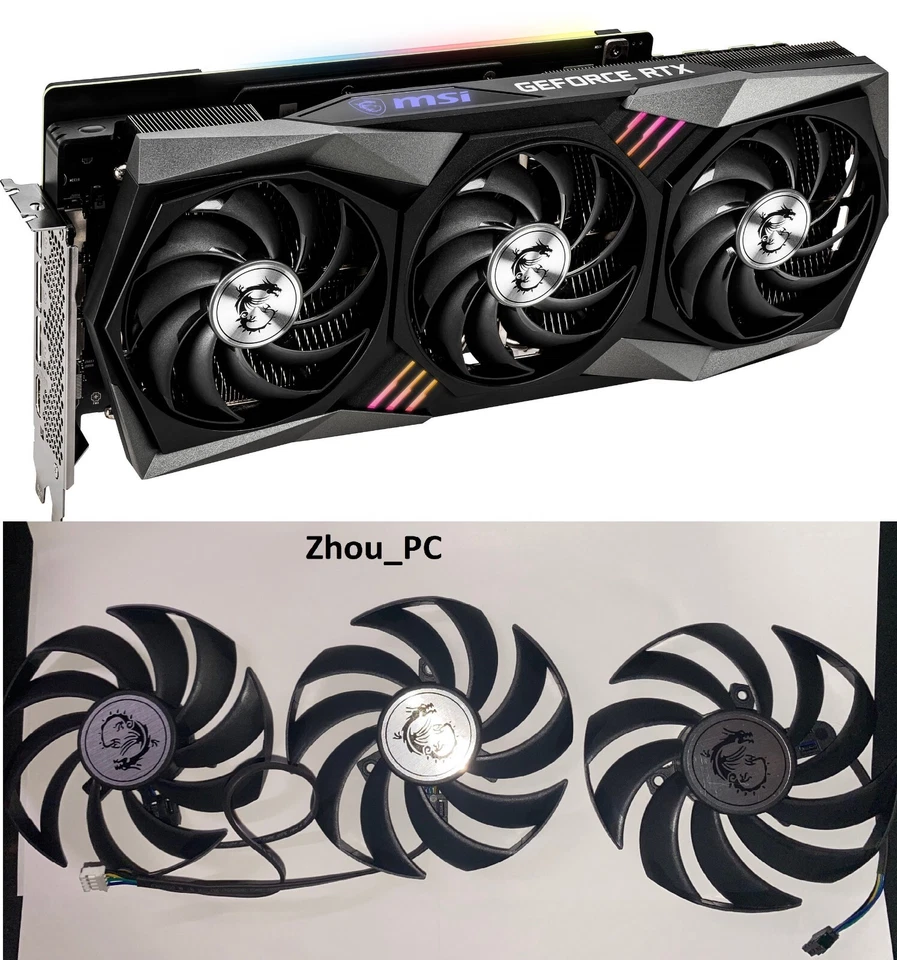 GPU Replacement Fan For MSI RTX 3060 3060ti 3070ti 3080 3090 gaming X Z Trio - Image 1 of 1