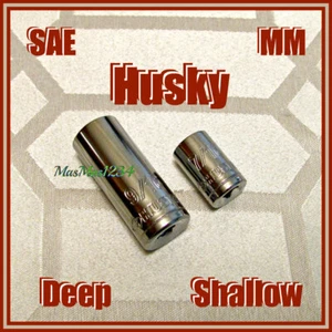 Husky 1/4" Drive Sockets Shallow Deep -  6 Point - SAE - Metric - Any Size Tools - Picture 1 of 48