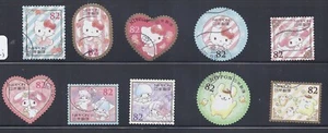 Japan 2016 Hello Kitty Sanrio Characters 82Y Complete Used Set Sc# 3992 a-j - Picture 1 of 1