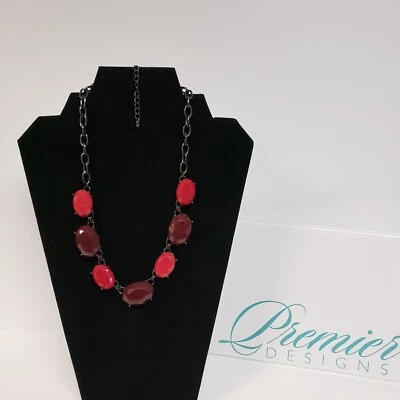 Premier Designs Berrylicious Pink Purple Faceted Acrylic Gun Metal Chunky Chain - Image 1 of 4