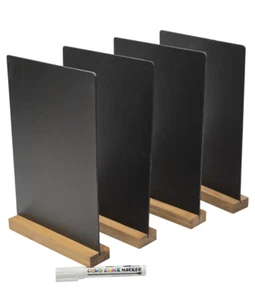 A4 x 4 TABLE TOP CHALKBOARDS BLACKBOARDS- PLUS A FREE WHITE CHALK PEN. FREE P&P - Picture 1 of 10