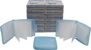 (15) Blue 12 Disc Capacity Clamshell Translucent CD DVD Storage Case CDBR12BL - Bild 1 von 4