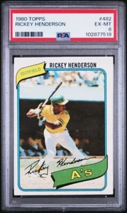 1980 Topps RICKEY HENDERSON Athletics HOF RC Rookie Card # 482 Graded PSA 6 - Bild 1 von 2