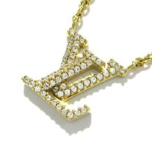Auth LOUIS VUITTON Necklace LV Iconic M00596 Gold Clear Others TE3273 Necklace