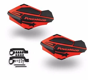 Powermadd Sentinel Hand Guards Kit Mount Red Black Yamaha Raptor 350 660 700 All - Picture 1 of 3