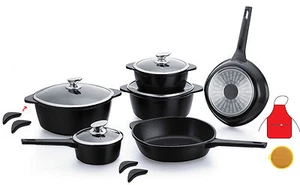 Marmor 16tlg. Kochtopfset BIO Kochtopf Bräter Topf Kochgeschirr schwarz NEU - Bild 1 von 1