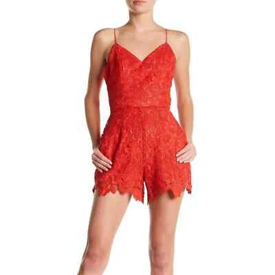 Комбинезон вязаный крючком Express Surplice с V-образным вырезом красный кружевной размер 2 - Изображение 1 из 4