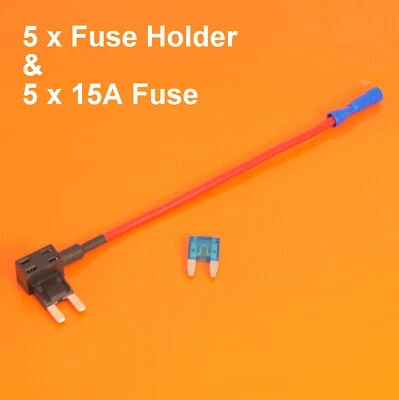 High Quality 5 x 12V Add A Circuit Piggy Back Fuse Holder For Mini Blades 15 Amp - Image 1 of 4
