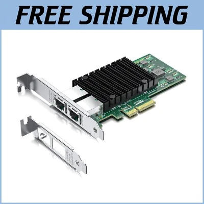 Dual RJ45 Network Adapter - 10Gb PCIe X4 Card Compatible with Windows/Linux - Image 1 of 4