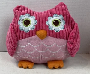 Hallmark 2012 Owl Plush Throw Pillow Stuffed Animal Toy Corduroy Pink 9" Tall - Picture 1 of 6
