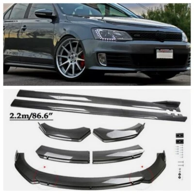 Carbon Fiber Style Front Bumper Lip Kits 86" Side Skirt For Volkswagen Jetta MK Foto 1 de 4