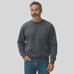 Bonobos Fielder Mens Relaxed Media Fleece Crewneck Sweatshirt, Dark Charcoal, XS - Picture 1 of 6