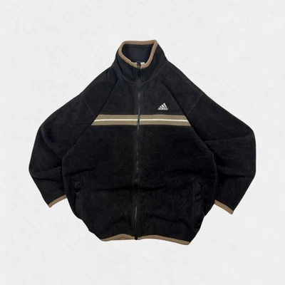 Vintage 90s Adidas small logo full zip up fleece black XL - Image 1 of 3
