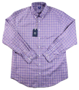 FootJoy Mens Shirt L Performance Long Sleeve Button Front Golf Orchid Plaid $145 - Picture 1 of 6