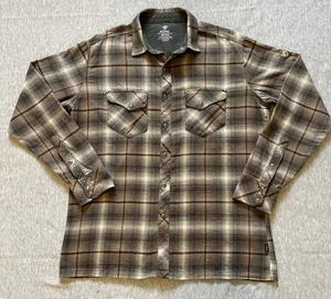 Kuhl Shirt Mens Medium Gray Brown Plaid Long Sleeve Western Pearl Snap 7210 - Picture 1 of 19