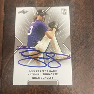 NOAH SCHULTZ 2021 LEAF PERFECT GAME "NATIONAL SHOWCASE" RC #80 AUTO SIGNED IP - Picture 1 of 2