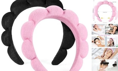 Diademas Spa para Lavarse Rostro o Facial, Juego de 2 Cuidado de la Piel Negro+Rosa Foto 1 de 4