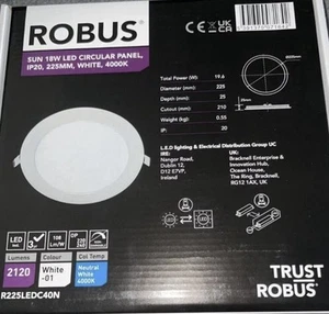 Robus Sun 18W LED Circular Panel, IP20, 225MM, White, 4000K - Picture 1 of 2