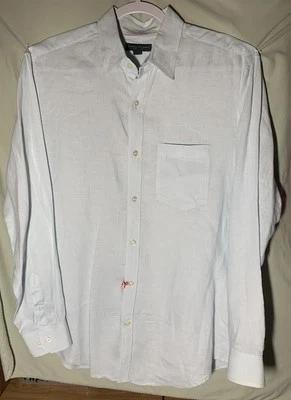 Banana Republic Men's Blue Linen India L 16 - 16 1/2 Neck - Image 1 of 4